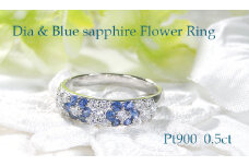 指輪 プラチナ PT900 ダイヤモンド 0.5ct ブルーサファイア レディース リング フラワー 花 パヴェ 月甲丸 カラーストーン 誕生石【f236-pt-bs】 ※5号 ALPAZ101-5