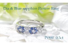 指輪 プラチナ PT900 ダイヤモンド 0.5ct ブルーサファイア レディース リング フラワー 花 パヴェ 月甲丸 カラーストーン 誕生石【f236-pt-bs】 ※7号 ALPAZ101-7