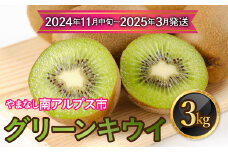 【2024年11月中旬～2025年3月発送分】山梨県南アルプス市産　グリーンキウイ　約3ｋｇ ALPAH036-A