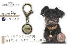 ｅｊブランド『　i-LACQ　』アイ・ラシク ペット用アンティーク調　迷子札　ネームタグ BLASS真鍮　Mサイズ　9月　サファイヤ ALPDL023_9