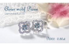ピアス PT900 プラチナ ダイヤモンド ブルーダイヤ 0.8ct クローバー 四つ葉 フラワー 花 スタッドピアス【f251-pt-bd】 ALPAZ116