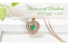 ネックレス K18YG イエローゴールド ダイヤモンド 0.28ct エメラルド 0.2ct ハート ペンダント 18金 揺れる 誕生石 ジュエリー【f252-k18yg-h-em】 ALPAZ136