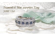 指輪 プラチナ PT900 ダイヤモンド 1.2ct 幅広 ブルーサファイア スクエア 誕生石 レディースリング 大ぶり ゴージャス ジュエリー【f249-pt-bs】※14号 ALPAZ133-14