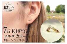K18 マルチカラー　WING　ピアス  アクセサリー レディース ジュエリー K18 イエローゴールド マルチカラー ストーン WING 天使の羽根 アミュレット 鑑別書付 保証書付 ジュエリーケース付