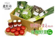 明野とまとセットと有機野菜おまかせ6種のコラボセット０２ トマト ケチャップ ジュース 有機野菜 おまかせ 6種 バラエティセット 新鮮 野菜 明野とまと 九州屋ファーム 山梨県 北杜市