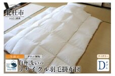 リサイクル羽毛掛布団　白州洗いのリサイクル羽毛ダウン90％使用　羽毛量1.6kg　冬掛けダブルサイズ（アイボリー色）