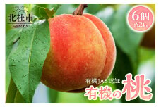 有機の桃6個入り（約2㎏）　有機の桃 有機の桃ギフト 有機栽培 有機JAS認証 希少な桃 山梨県産 北杜市産 名水育ち クール便発送 6個入り 約2kg 白州FARM もも おまかせ 品種 白鳳 夢あさま 白桃系 黄金桃 黄貴姫 滝野澤ゴールド 黄色系 山梨県 北杜市