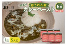 マイルドほうれん草カレーペースト 6瓶セット カレーペースト 1瓶230g 5人前 マイルド 6個 ほうれん草 カレー ペースト 無添加 こだわり 簡単 本格スパイスカレー 瓶詰 持ち運び アウトドア 仕送りギフト 山梨県 北杜市