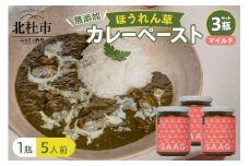 マイルドほうれん草カレーペースト 3瓶セット カレーペースト 1瓶230g 5人前 マイルド 3個 ほうれん草 カレー ペースト 無添加 こだわり 簡単 本格スパイスカレー 瓶詰 持ち運び アウトドア 仕送りギフト 山梨県 北杜市