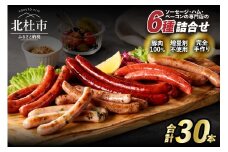 食べ比べソーセージセット（6種30本入り）   詰合せ 大容量 チョリソー ジャーマン バーベキュー キャンプ パーティー 手作り フランク 食べ比べ オールポーク 豚肉100％ 天然腸 山梨県 白州 北杜市