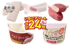 【シャトレーゼ】ストロベリーアイス5種24個入詰合せ アイス いちごアイス いちご ストロベリー 食べ比べ かき氷バー 牛乳バー ピュルテ CHATERAISE PREMIUM  糖質70%カットのアイス  セット デザート スイーツ 北杜市