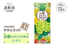 カゴメ 野菜生活100 山梨シャインマスカットミックス 195ml 紙パック 72本入   野菜ジュース 果実 mix 季節限定 砂糖不使用 ビタミンC 健康志向 KAGOME 飲料 山梨県 北杜市