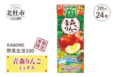 カゴメ 野菜生活100 青森りんごミックス 195ml 紙パック 24本入 季節限定 野菜 フルーツ mix  砂糖・甘味料無添加 ビタミンC 健康志向 飲料