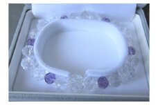 水晶連摺り切子紫水晶仕立ブレスレット　[山梨 水晶 ブレスレット 紫]