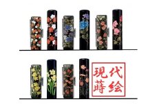 黒水牛花柄現代蒔絵印鑑セット15ミリ [山梨 印鑑 プレゼント]
