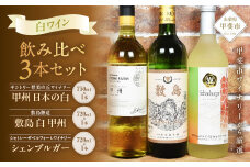 【甲斐市のワイナリーから3本厳選！】甲斐市産　白ワイン飲み比べ3本セット  [山梨 ワイン 白ワイン 甘口 辛口 飲み比べ 山梨県 甲斐市 AD-74]