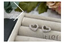 ダイヤハート　ピアス　プラチナ900　total 0.3ct   [山梨 ジュエリー ダイヤモンドピアス ハート]
