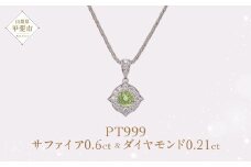 Pt999 プラチナ グリーン 非加熱 サファイア ダイヤモンド ネックレス アクセサリー ジュエリー 人気 おすすめ レディース 非加熱サファイア 0.6ct ダイヤ 0.21ct カラット ナチュラル  山梨県 甲斐市 AQ-175 SJ-85