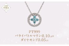 Pt999 プラチナ パライバトルマリン プラチナ ネックレス ジュエリー アクセサリー 人気 おすすめ レディース パライバトルマリン0.10ct ダイヤモンド ダイヤ0.05ct カラット  山梨県 甲斐市 AQ-199 SJ-509
