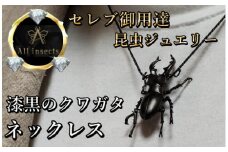 クワガタネックレス　ブラックカラー　All insects　【セレブ御用達】【世界30個限定】【仕事運UP】今、世界中から熱視線を浴びている幻の昆虫アートジュエリー】
