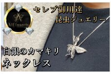 カマキリネックレス　シルバーカラー　All insects　【セレブ御用達】【世界50個限定】今、世界中から熱視線を浴びている幻の昆虫アートジュエリー