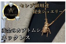 カブトムシネックレス　ピンクゴールドカラー　All insects　【セレブ御用達】【世界30個限定】【運気UP】今、世界中から熱視線を浴びている幻の昆虫アートジュエリー