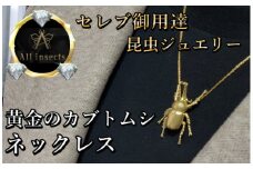 カブトムシネックレス　ゴールドカラー　All insects　【セレブ御用達】【世界10個限定】【運気UP】今、世界中から熱視線を浴びている幻の昆虫アートジュエリー