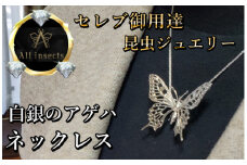 アゲハ蝶ネックレス　シルバーカラー　All insects　【セレブ御用達】【世界50個限定】今、世界中から熱視線を浴びている幻の昆虫アートジュエリー