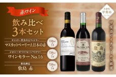 ＜甲斐市産　赤ワイン飲み比べ3本セット＞　ワイン 家飲み 赤ワイン 辛口 ミディアムボディ メルロー シラー SUNTORY 敷島 登美 山梨ワイン 日本ワイン 酒 フロムファーム テーブルワイン 定番 シャトレーゼ 山梨県 甲斐市 AD-289