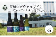 農林高校ワイン　17ans[ディセタン]2022、2023　ヴィンテージ甲州&マスカット・ベーリーA　4本セット　高校生ワイン　赤ワイン　白ワイン　チャレンジ　企画　飲み比べ　農林ワイン　高校生　甲斐市（AD-294）