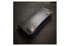 本革トラッカーウォレット　LI001-WCTW-BK 貴重 蝋引きコードバン イタリアンレザー レザー 本革 高級感 上品 プレゼント 贈り物 ギフト
