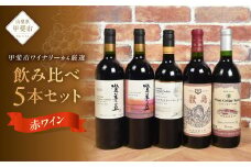 甲斐市産赤ワイン5本セット　家飲み 赤 日本ワイン 山梨ワイン 定番 テーブルワイン お酒 サントリー 甲州 飲み比べ 山梨県 甲斐市 AD-297