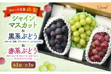 【2025年発送】おまかせ！ぶどう　3色　食べ比べ　セット　約1.8㎏　［ぶどう　葡萄　シャイン　シャインマスカット　クイーンニーナ　マイハート　スカーレット　巨峰　ブラックビート　くだもの　果物　フルーツ　人気　3種　詰め合わせ　ギフト　贈答　新鮮　山梨県　山梨　甲斐市］