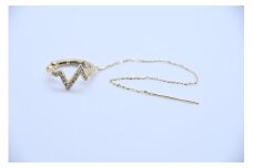 チェーン付きイヤカフ　ダイヤモンド　0.12ct　イエローゴールド　K18YG 