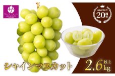 ＜25年発送先行予約＞シャインマスカット2.6㎏以上　山梨県 笛吹市 一宮産 朝採り 産地直送  088-026