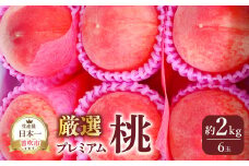 ＜25年発送先行予約＞厳選プレミアム桃2kg 6玉入り 111-020