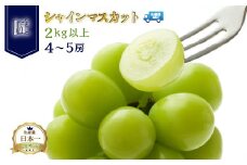 ＜2024年発送＞笛吹市産シャインマスカット（匠）4～5房　2kg以上 210-007