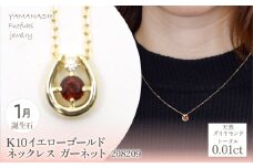 K10　イエローゴールド　1月誕生石　ネックレス　ガーネット　208209 218-196-1