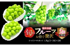 【定期便】お得で贅沢2回定期便シャインマスカット1.5kg  227-017-01