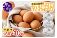 甲州放牧卵の定期便 18個×10回　F-503【卵 たまご 放牧卵 定期便】