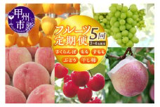 【宿沢フルーツ農園】山梨のフルーツ定期便5回コース 3～4名様用【2025年発送】（SF）J-101【さくらんぼ サクランボ 桃 もも すもも スモモ 葡萄 ブドウ ころ柿 枯露柿 令和7年発送 期間限定 山梨県産 甲州市 フルーツ 果物】