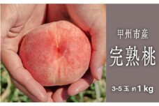 甲州市完熟桃 『滴る、潤沢な桃の果汁』 約1kg 3～5玉【2025年発送】（SHP）B-454　【白鳳系 桃 もも モモ 令和7年発送 期間限定 山梨県産 甲州市 フルーツ 果物】