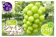 シャインマスカット（極上）650g以上 1房【2025年発送】（ATP）A07-820 【シャインマスカット 葡萄 ぶどう ブドウ 令和7年発送 期間限定 山梨県産 甲州市 フルーツ 果物】