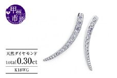 ピアス 天然 ダイヤモンド 0.30ct スタッド SIクラス ホーン ツノ シェイプ ムーン ダブルロックキャッチ【K18WG】P-151（KRP）G61-1410
