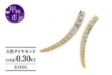 ピアス 天然 ダイヤモンド 0.30ct スタッド SIクラス ホーン ツノ シェイプ ムーン ダブルロックキャッチ【K18YG】P-151（KRP）G61-1410