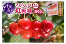 大粒さくらんぼ童夢の「紅秀峰」化粧箱（約500g 3Lサイズ）【2025年発送】（DOM）C5-141