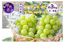 山梨の自然が産んだスイートエメラルド甲州市産シャインマスカット！約3kg 4～6房【2025年発送】（UD）C8-865 【シャインマスカット 葡萄 ぶどう ブドウ 令和7年発送 期間限定 山梨県産 甲州市 フルーツ 果物】