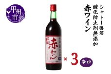 シャトー勝沼 酸化防止剤無添加赤わいん辛口3本セット（MG）B13-665 【ワイン 赤ワイン 甲州市 山梨県】