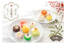 お正月 和菓子【迎春 上生菓子】10個入り 和スイーツ 皇室献上 生菓子 ギフト お歳暮 お取り寄せ 高級 上品 羊羹 練り切り 饅頭 鹿の子 初詣 干支 お年賀（VYD）B-941