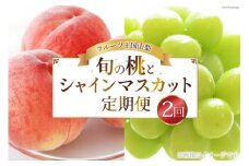 【期間限定発送】【旬の桃とシャインマスカットの2回定期便】令和7年 桃約2kg（5～6玉）、シャインマスカット約1.8kg（2～4房） [株式会社えべし 山梨県 中央市 21470869] ぶどう 桃 フルーツ 果物 くだもの ブドウ シャイン マスカット もも 葡萄 期間限定 季節限定 【2026年6月下旬-10月下旬発送予定】